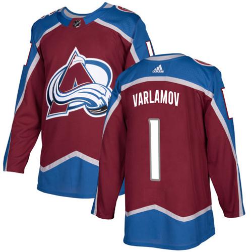 Adidas Avalanche #1 Semyon Varlamov Burgundy Home Authentic Stitched NHL Jersey